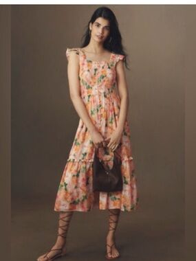 Anthropologie Peregrine Square-Neck Midi Dress